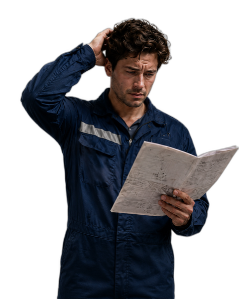 Before — overwhelmed worker